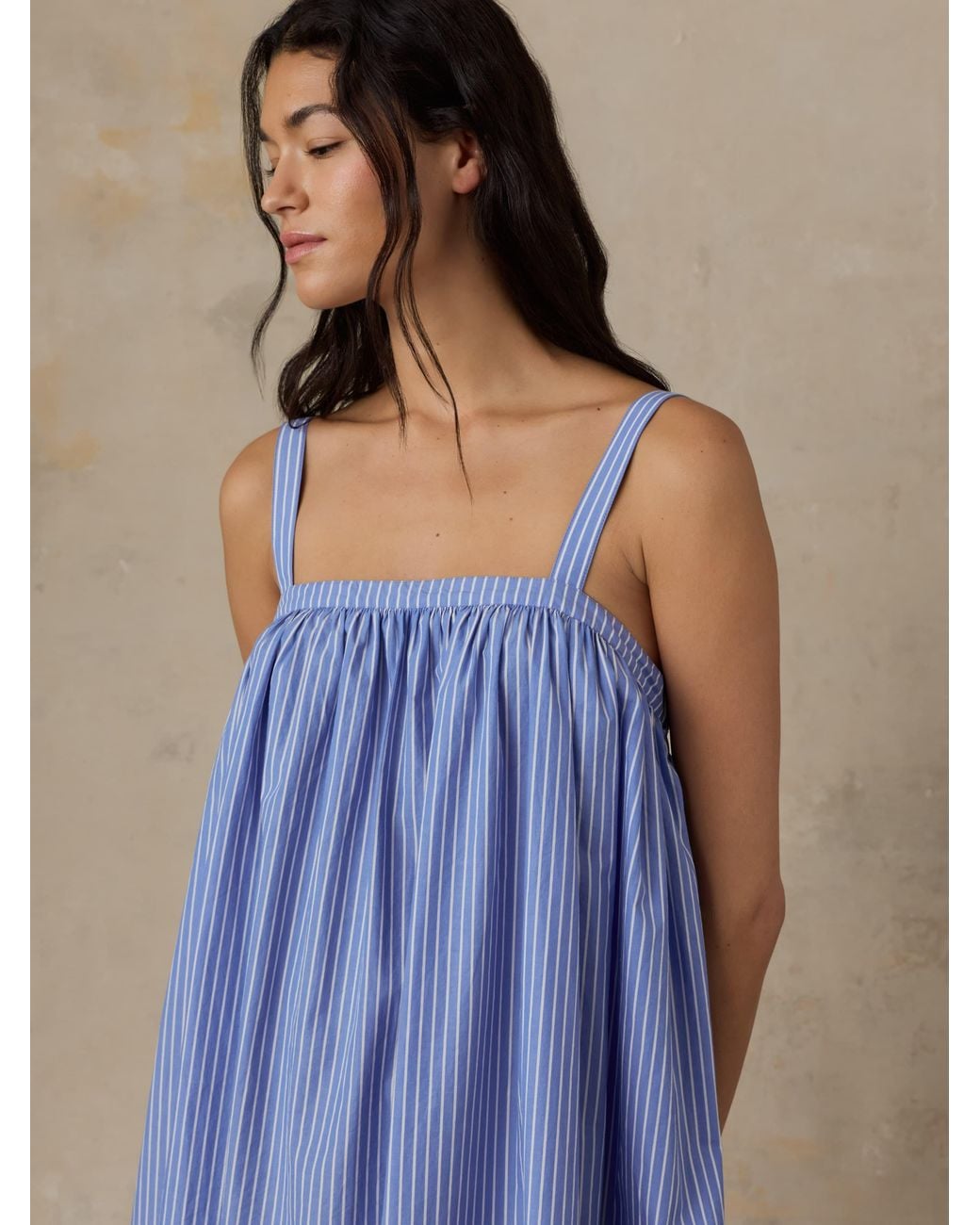 Faherty Brand Blue Coastal Poplin Emmy Dress