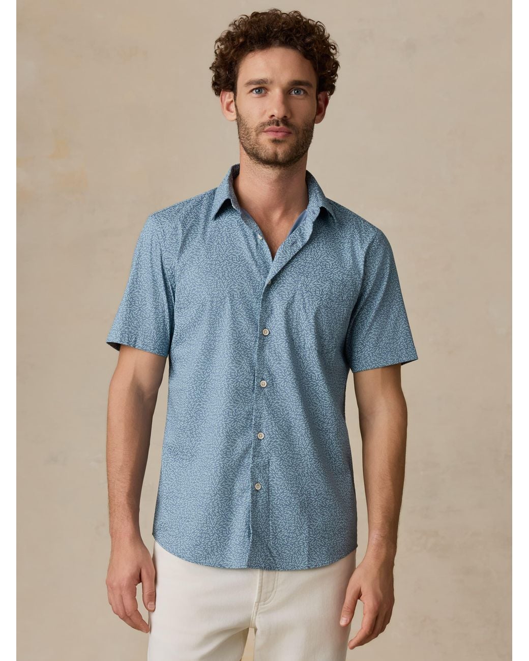 Faherty Brand Blue Short-Sleeve Movement Monterey Shirt for men