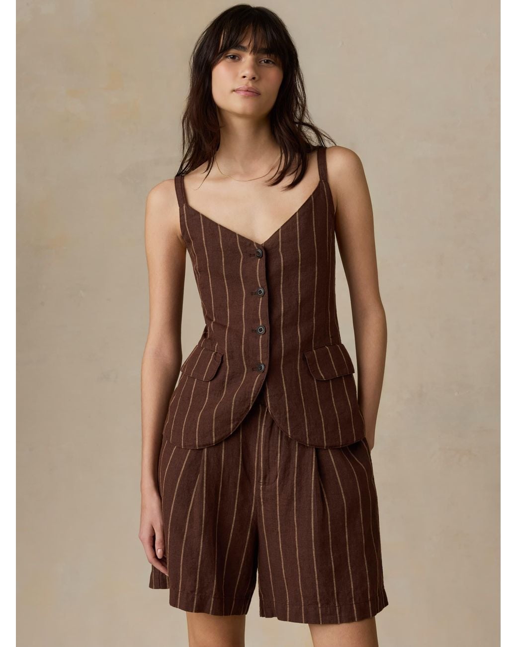 Faherty Brand Brown Sun Strider Linen Milo Vest