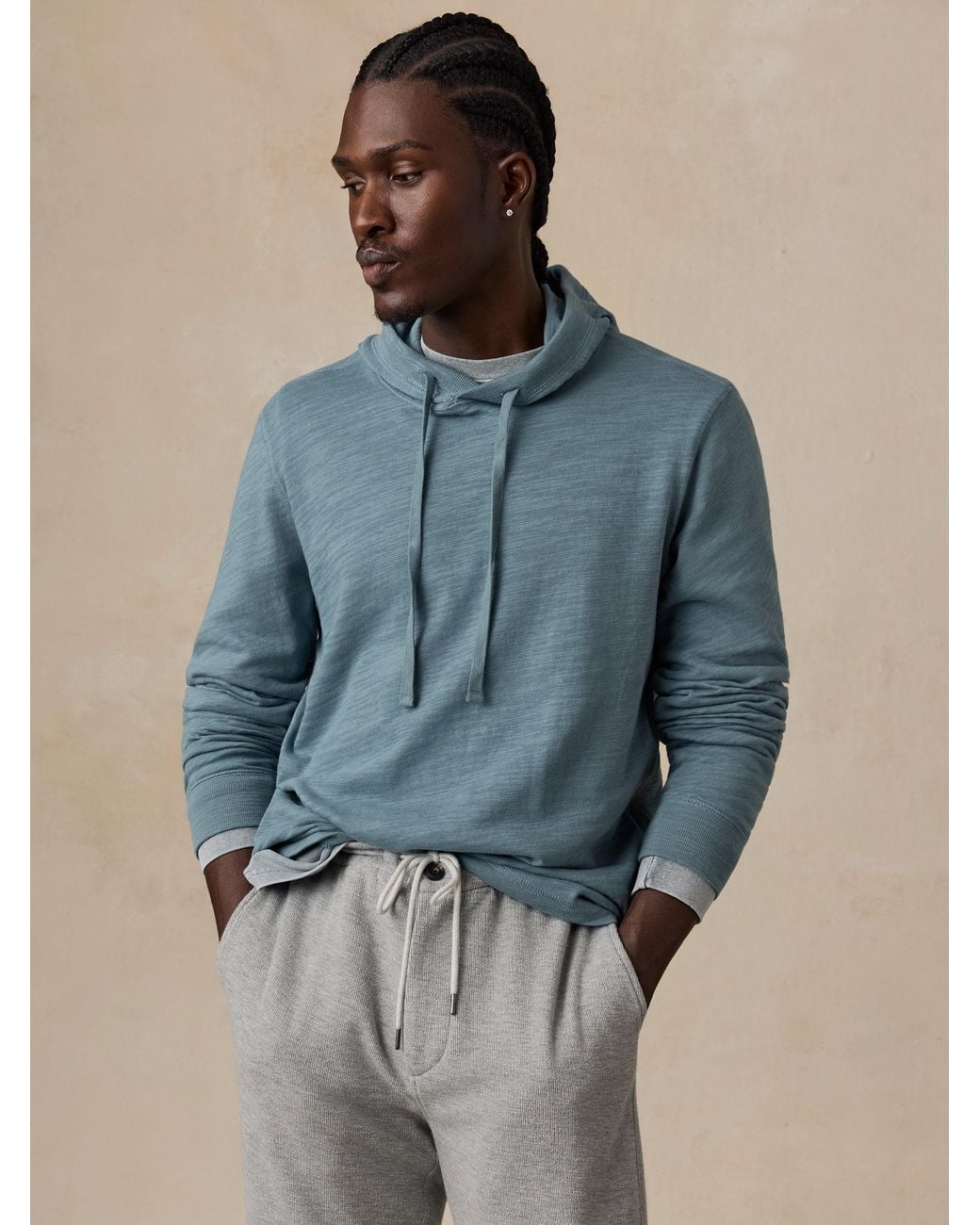 Faherty Brand Blue Sunwashed Organic Hoodie for men