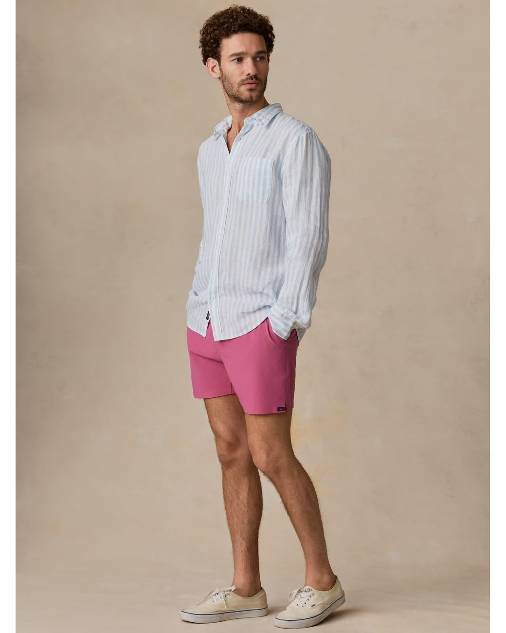 Faherty Brand Gray Sunwashed Linen Shirt for men