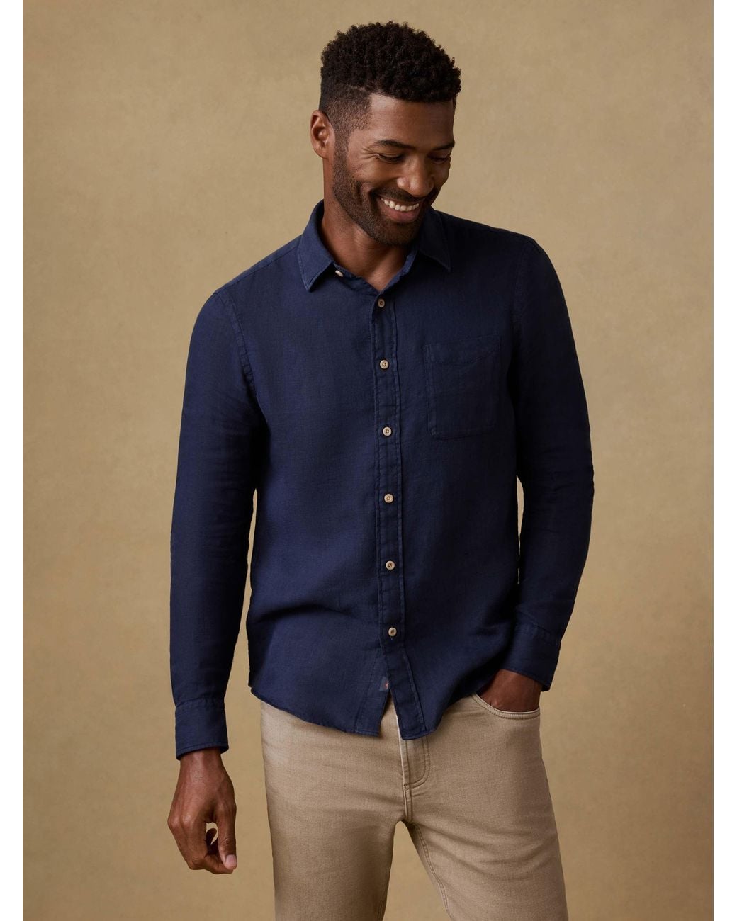 Faherty Brand Blue Laguna Linen Shirt for men
