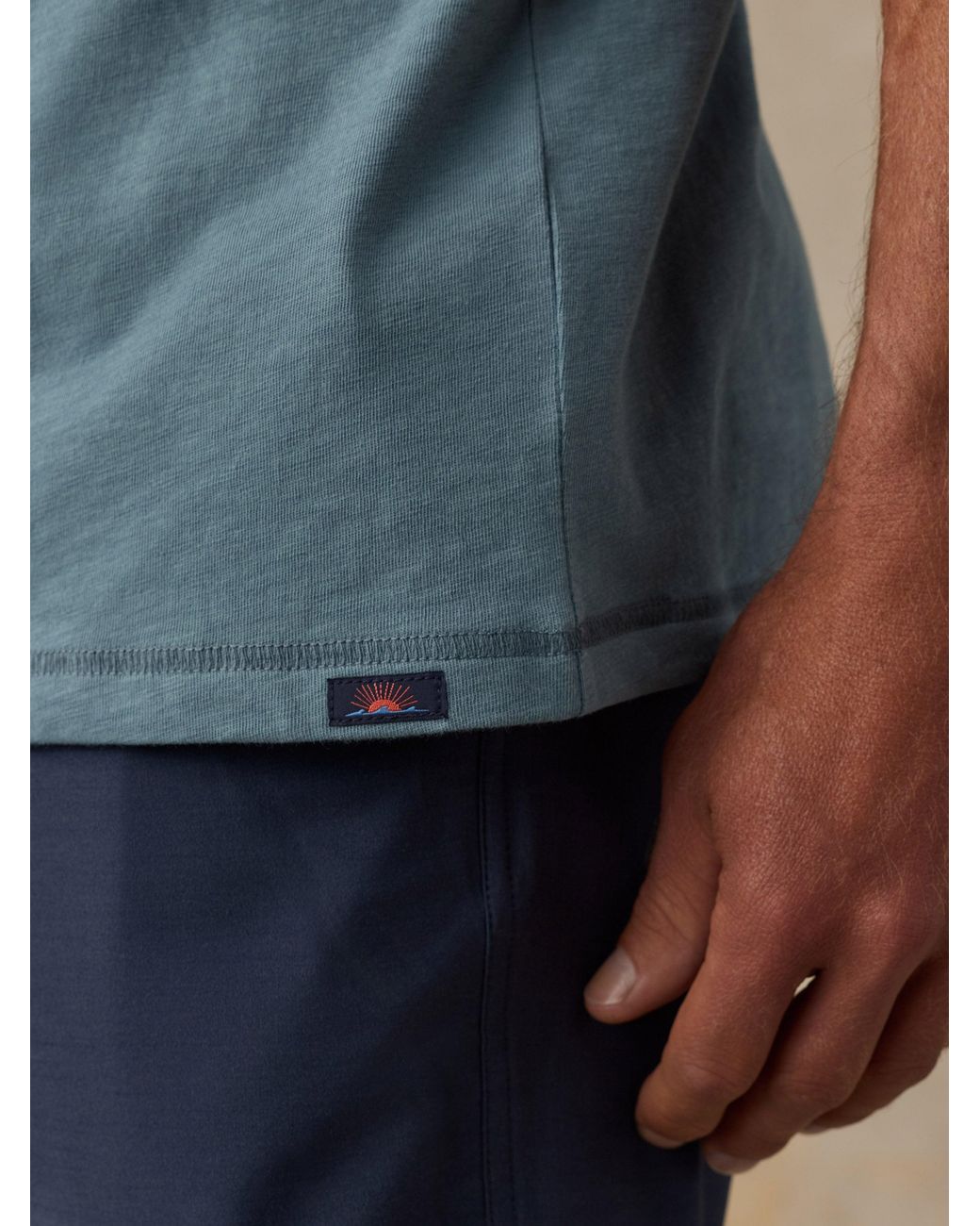 Faherty Brand Blue Short-Sleeve Sunwashed Regenerative Henley T-Shirt for men