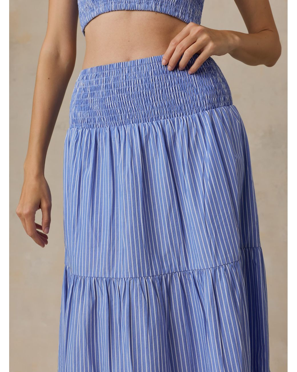 Faherty Brand Blue Coastal Poplin Maxi Skirt