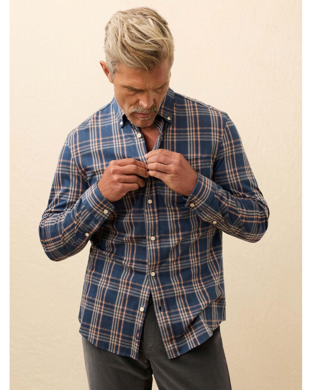 Faherty Brand Blue Coastline Knit Shirt for men