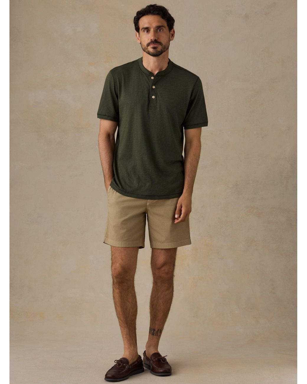 Faherty Brand Green Short-Sleeve Sunwashed Regenerative Henley T-Shirt for men