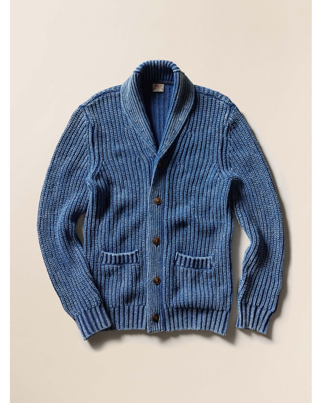 Faherty Brand Blue Chunky Cardigan for men