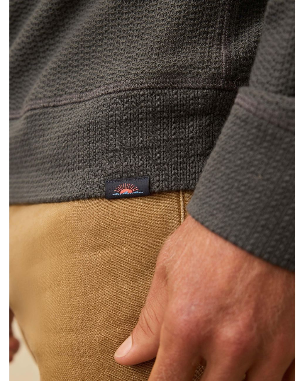 Faherty Brand Gray Textured Knit Quarter Zip for men