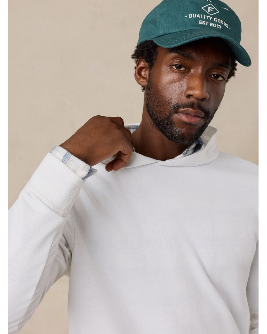 Faherty Brand White French Terry Hoodie for men