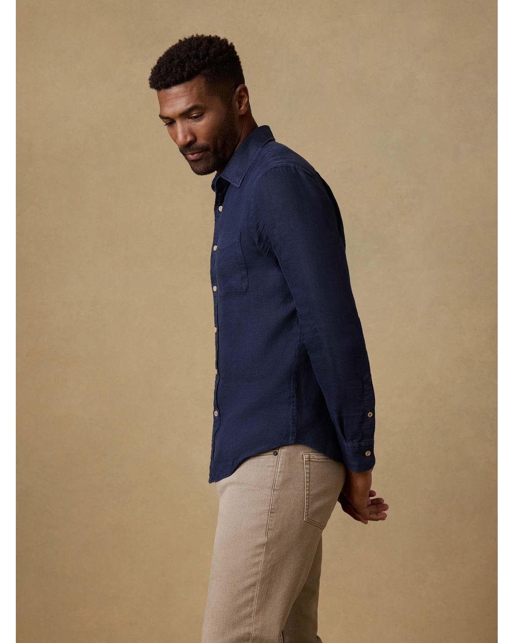 Faherty Brand Blue Laguna Linen Shirt for men