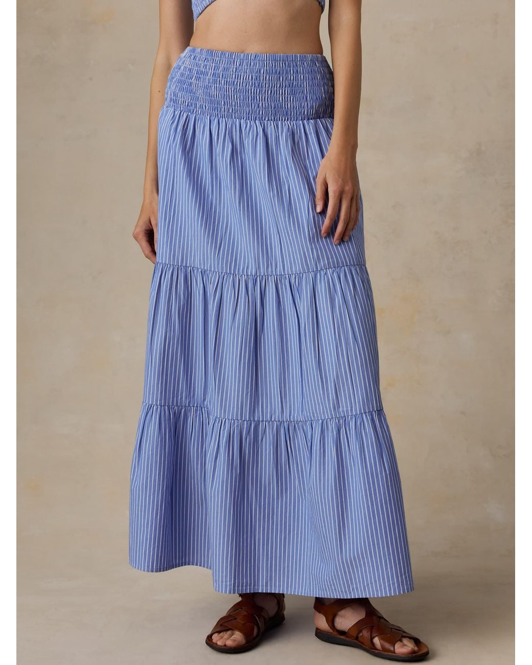Faherty Brand Blue Coastal Poplin Maxi Skirt