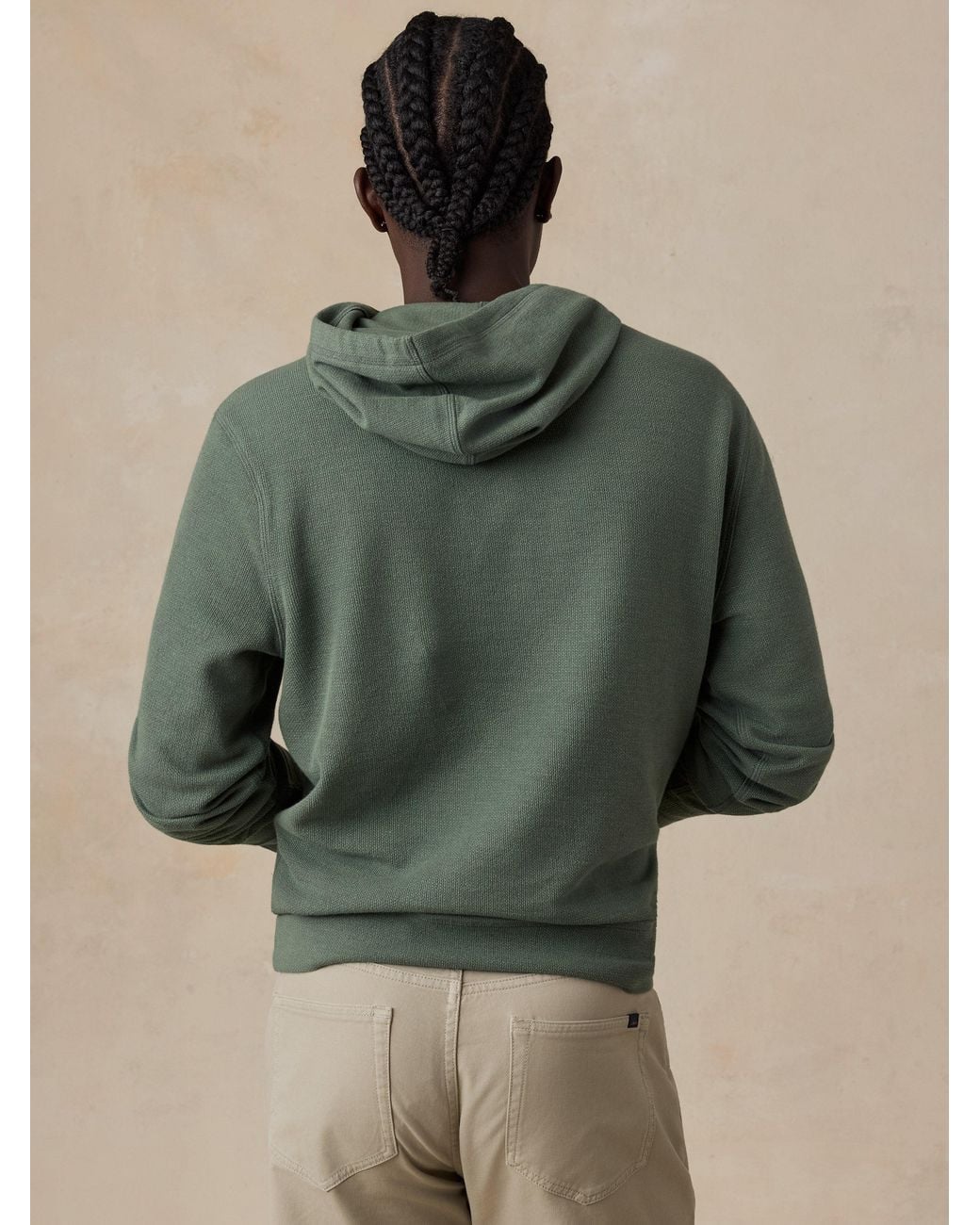 Faherty Brand Green Highland Knit Hoodie for men