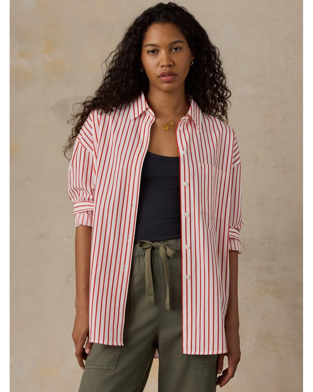 Faherty Brand Brown Coastal Poplin Relaxed Shirt