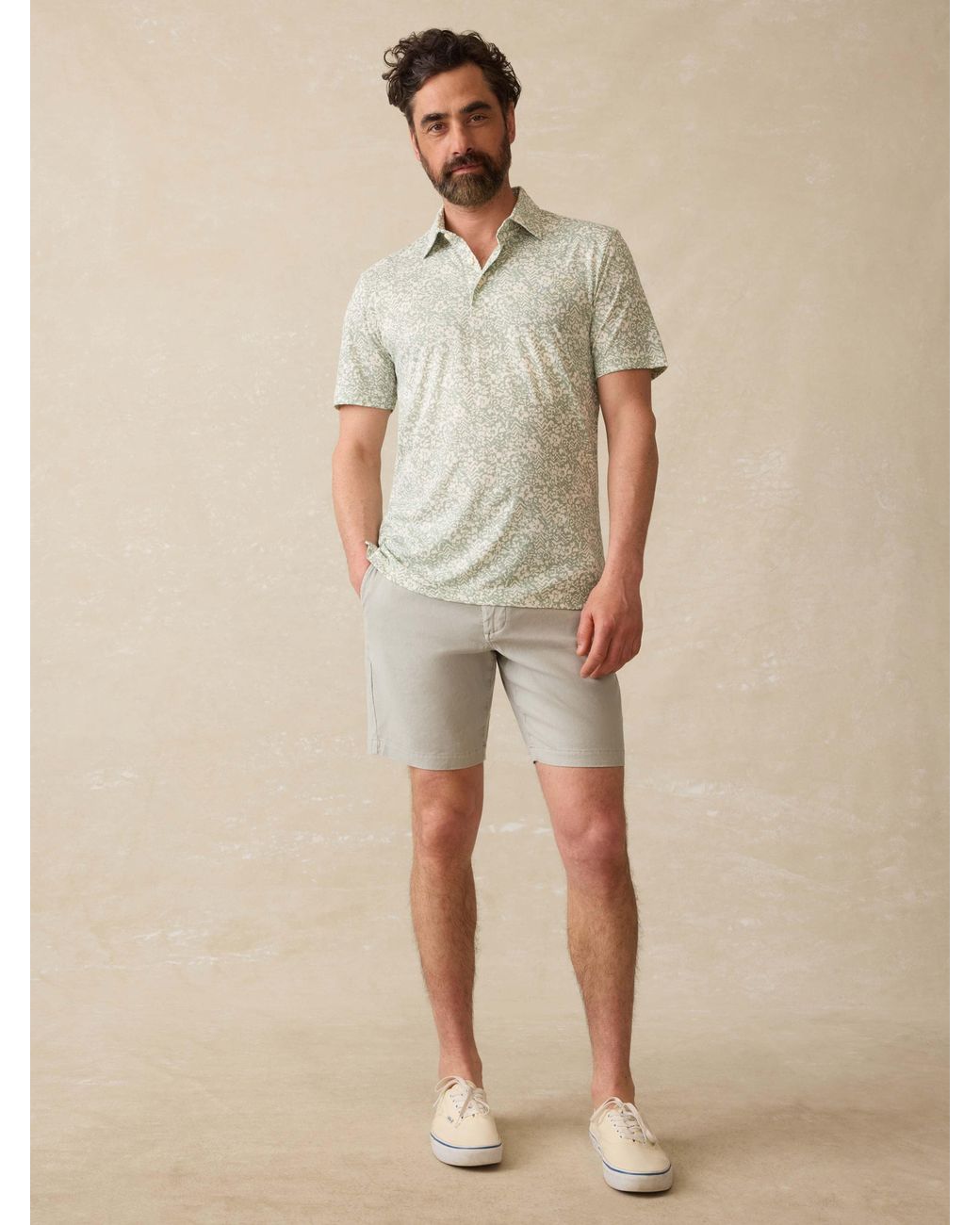 Faherty Brand Natural Short-Sleeve Movement Pique Polo Shirt for men