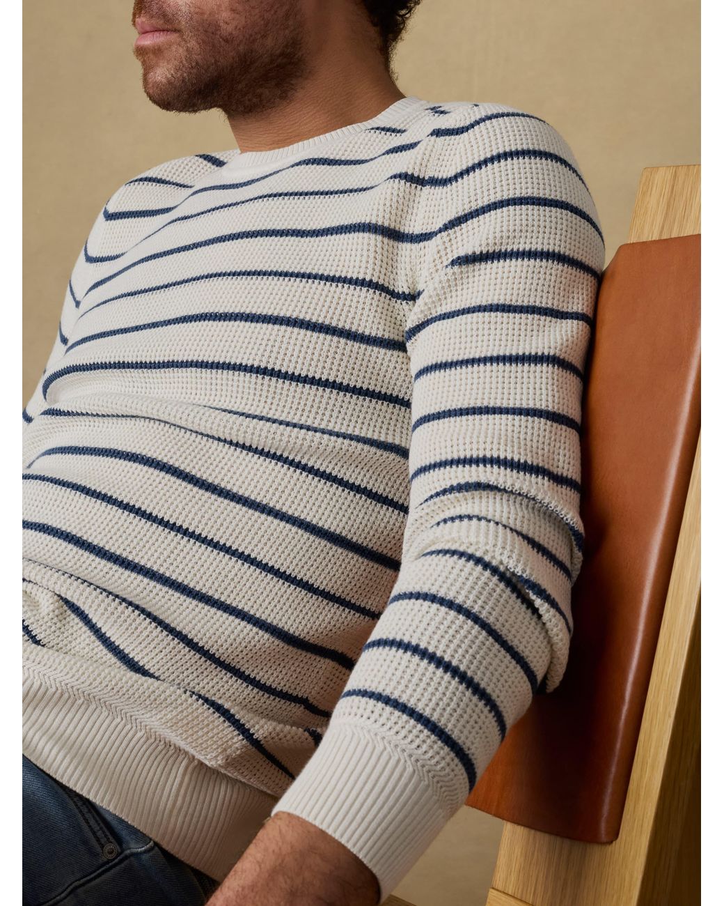Faherty Brand Blue Sunwashed Crewneck Sweater for men