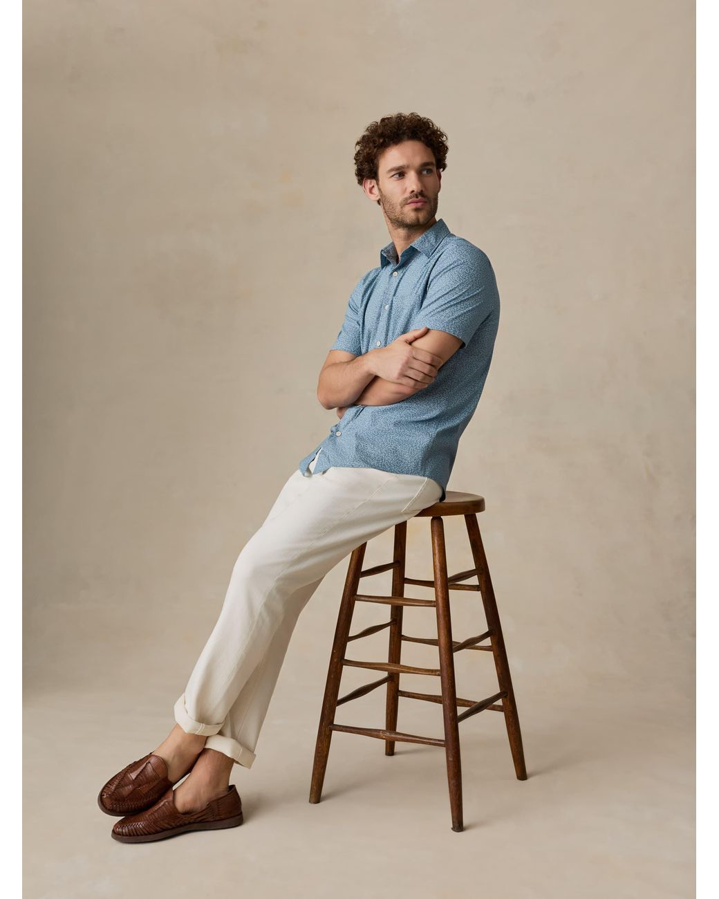 Faherty Brand Blue Short-Sleeve Movement Monterey Shirt for men
