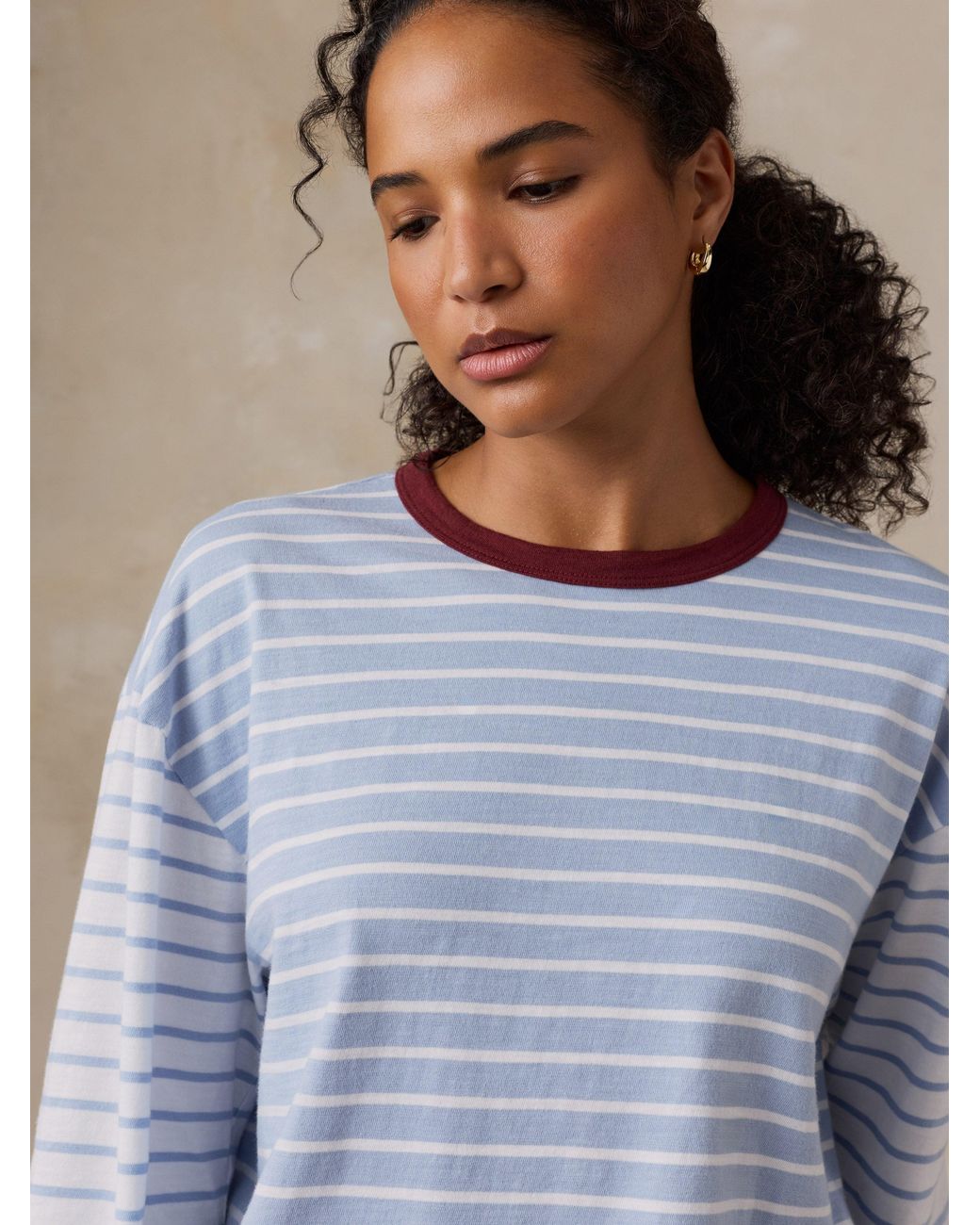 Faherty Brand Blue Sunwashed Long-Sleeve Retro T-Shirt