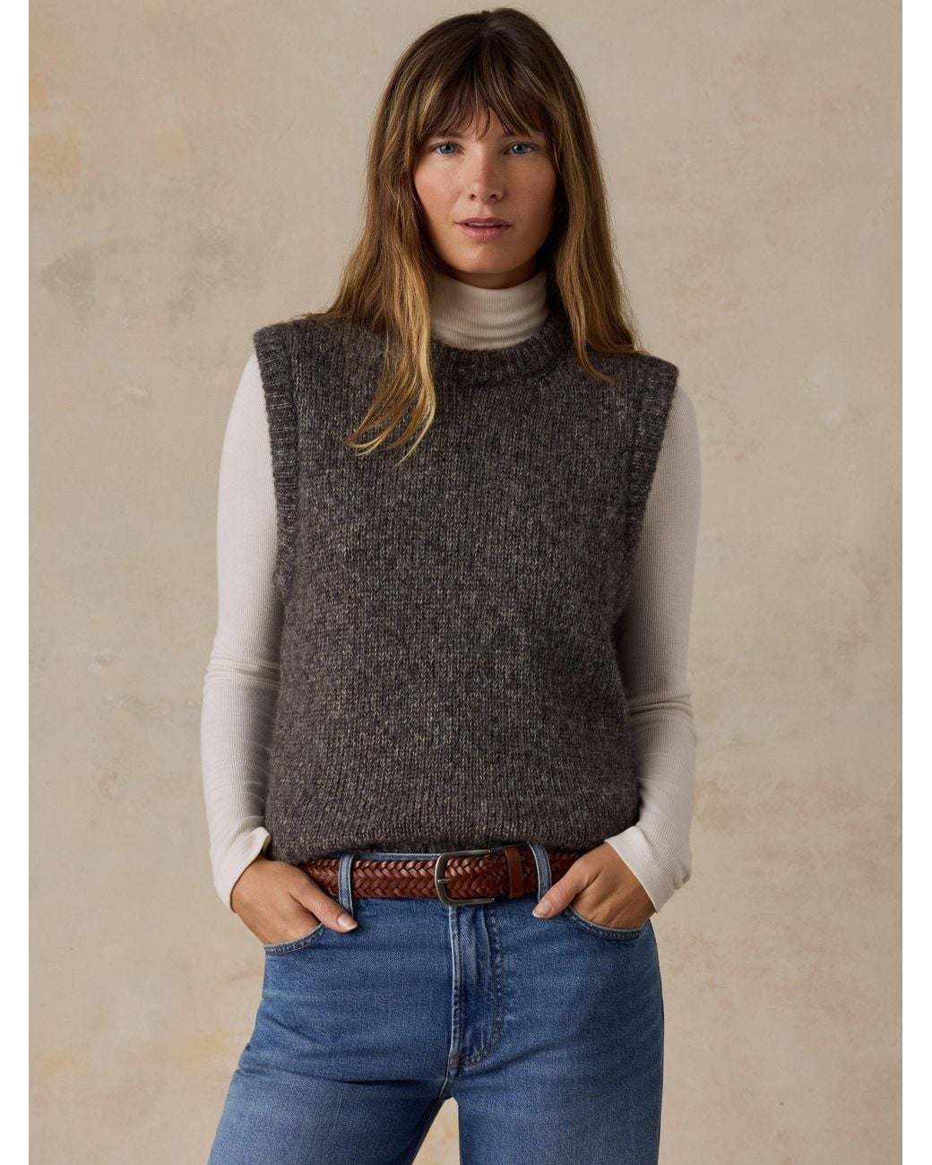 Faherty Brand Blue Après Alpaca Relaxed Vest