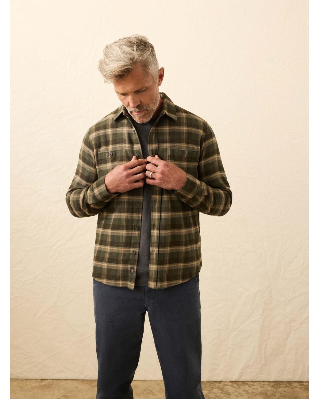 Faherty Brand Natural Heirloom Portuguese Flannel Shirt for men