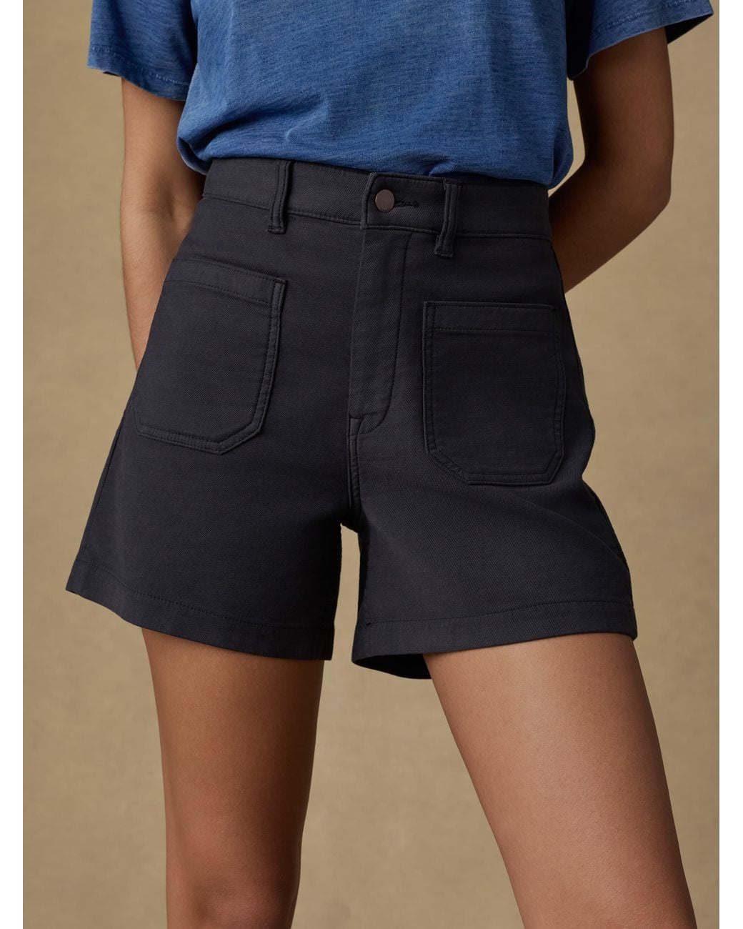 Faherty Brand Blue Stretch Terry Patch Pocket Short