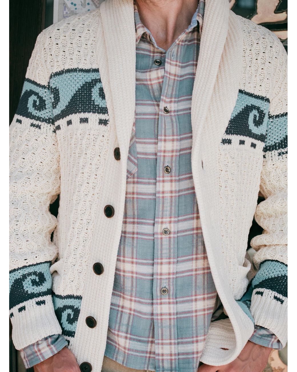 Faherty Brand Blue Wave Swell Cardigan for men