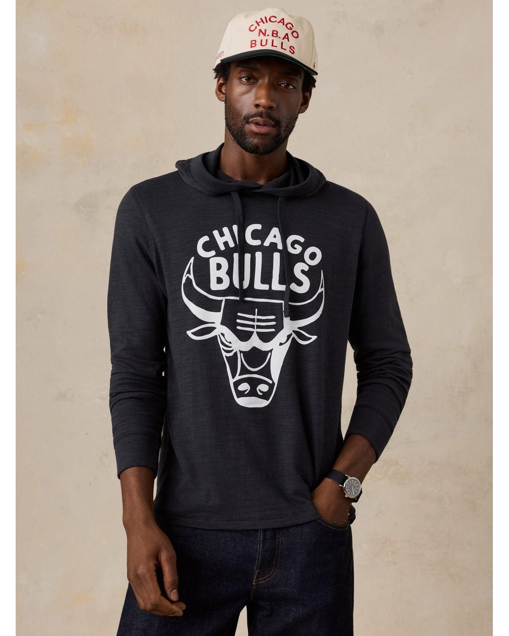 Faherty Brand Blue Chicago Bulls Sunwashed Organic Hoodie for men
