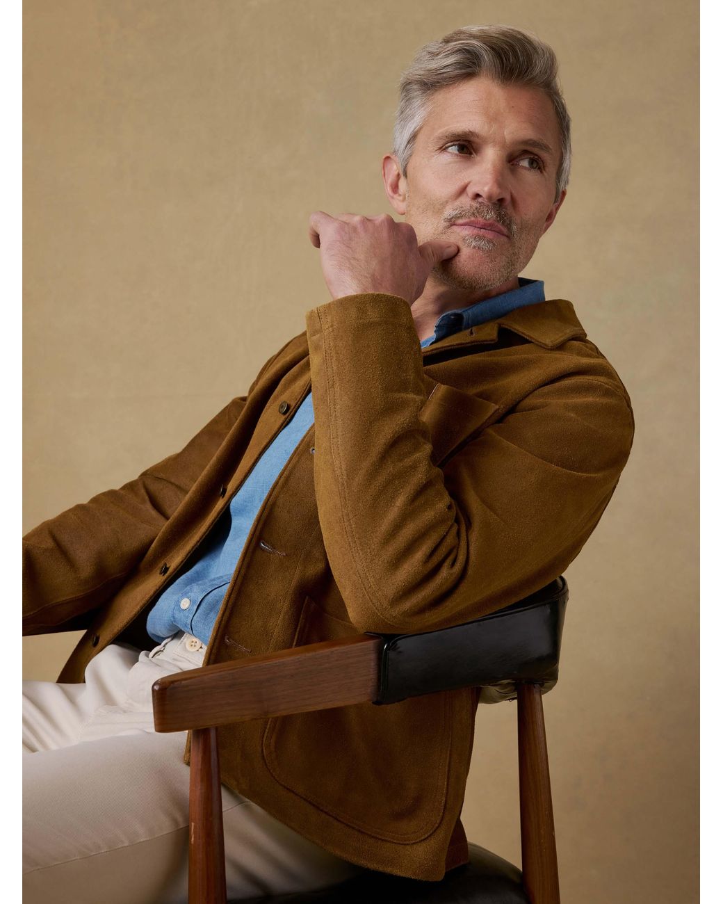 Faherty Brand Brown Suede Studio Jacket for men