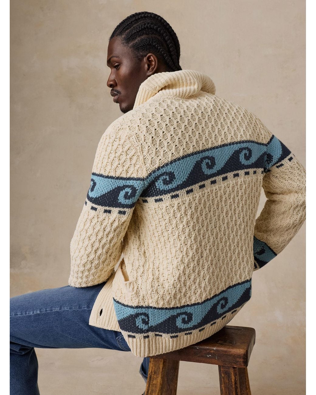 Faherty Brand Blue Wave Swell Cardigan for men