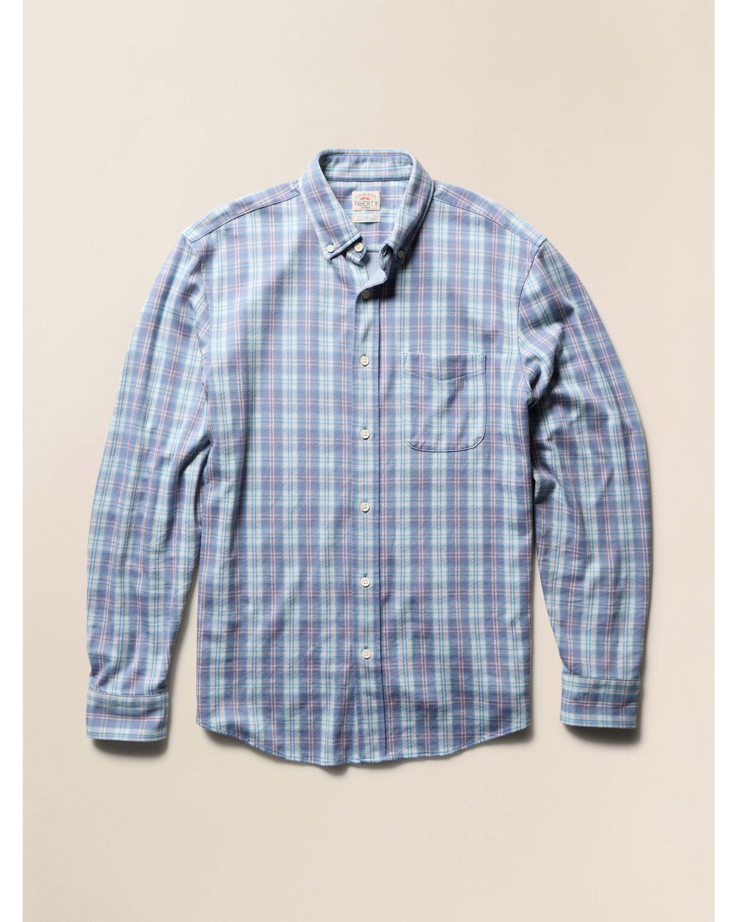 Faherty Brand Blue Coastline Knit Shirt for men