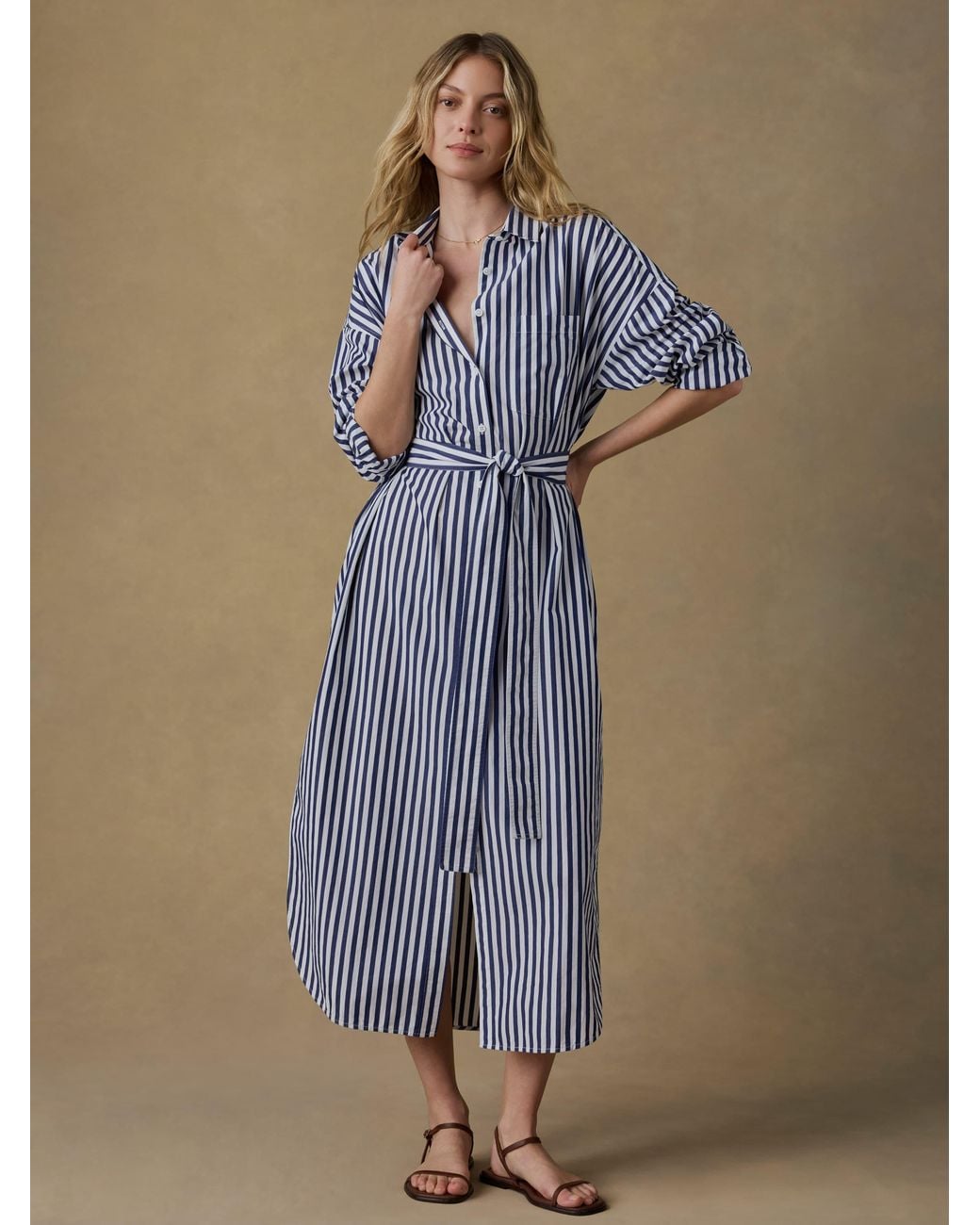 Faherty Brand White Coastal Poplin Rio Shirtdress