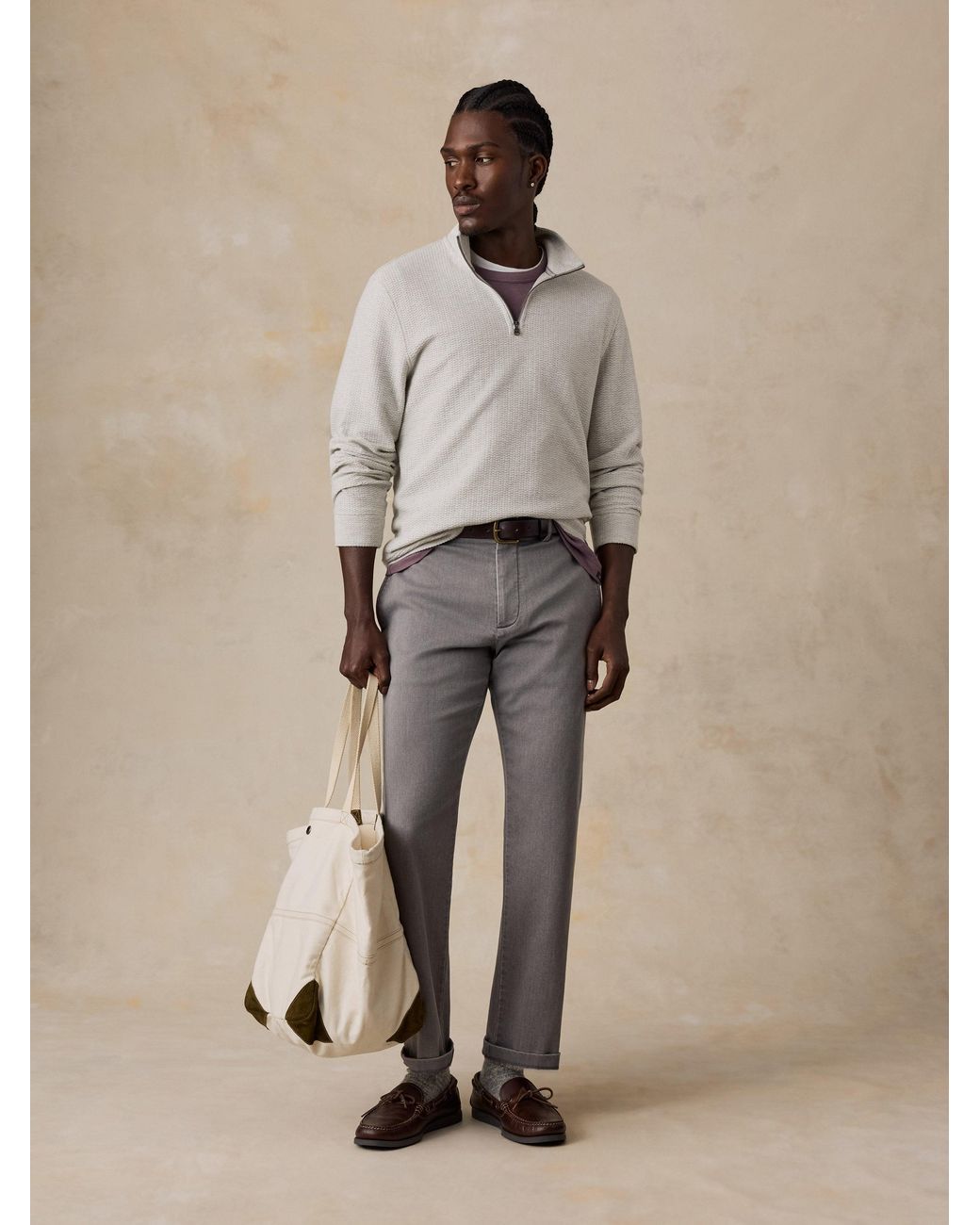 Faherty Brand Natural Textured Knit Quarter Zip for men
