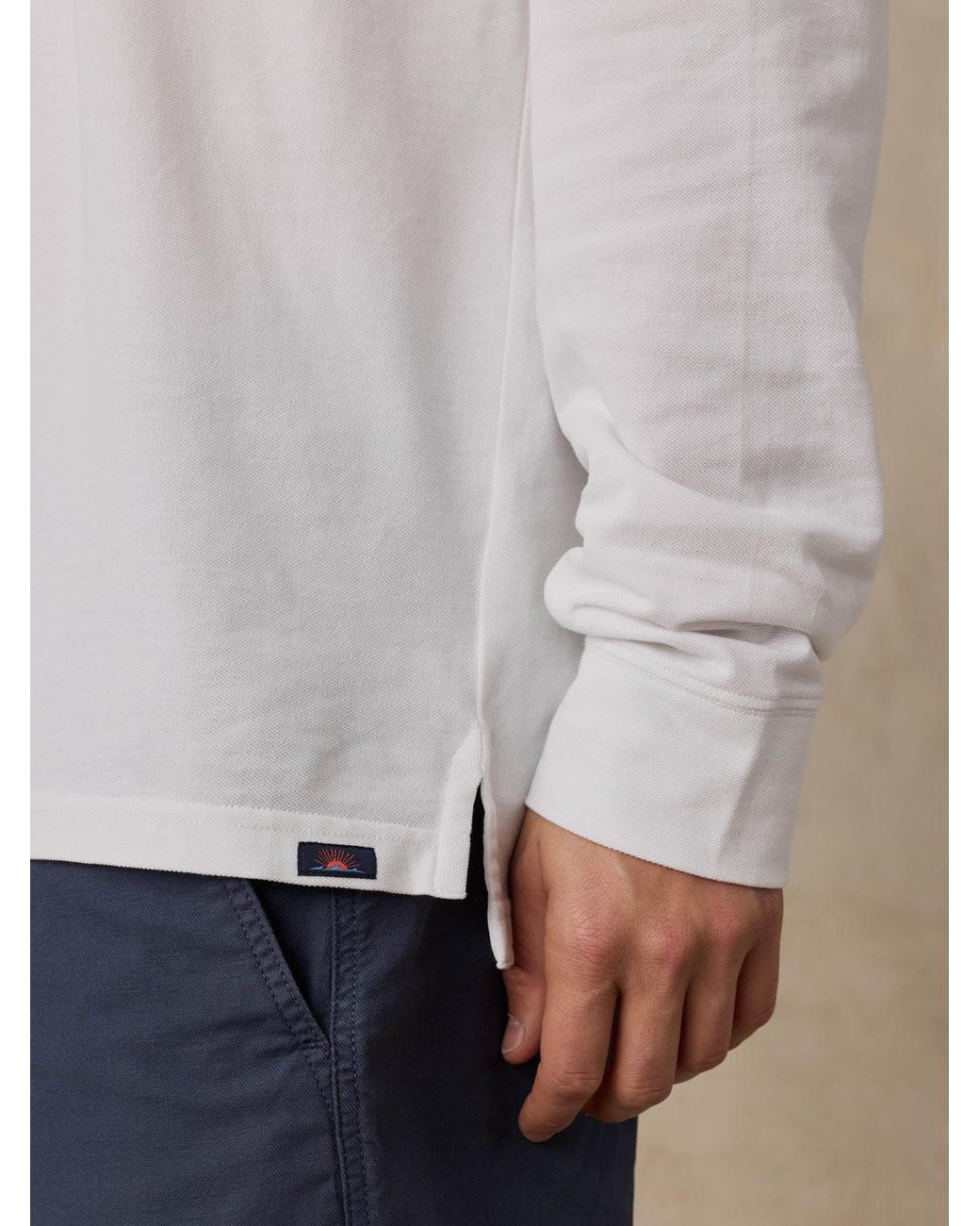 Faherty Brand Natural Long-Sleeve Sunwashed Pique Polo Shirt for men