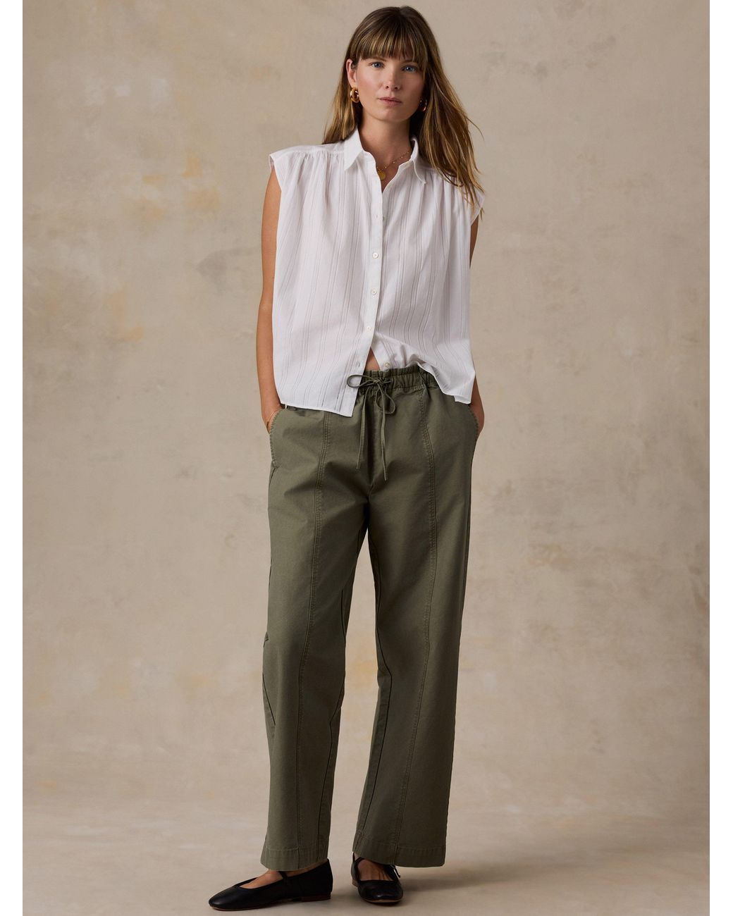 Faherty Brand Blue Cotton Twill Drawstring Pants