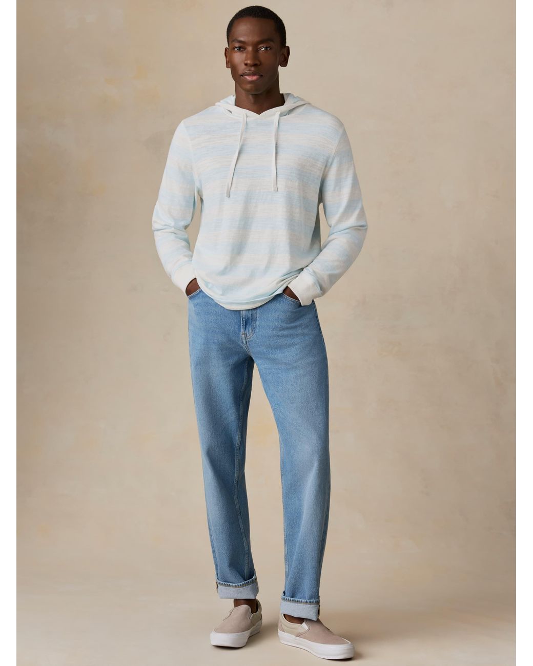 Faherty Brand White Sunwashed Organic Hoodie for men