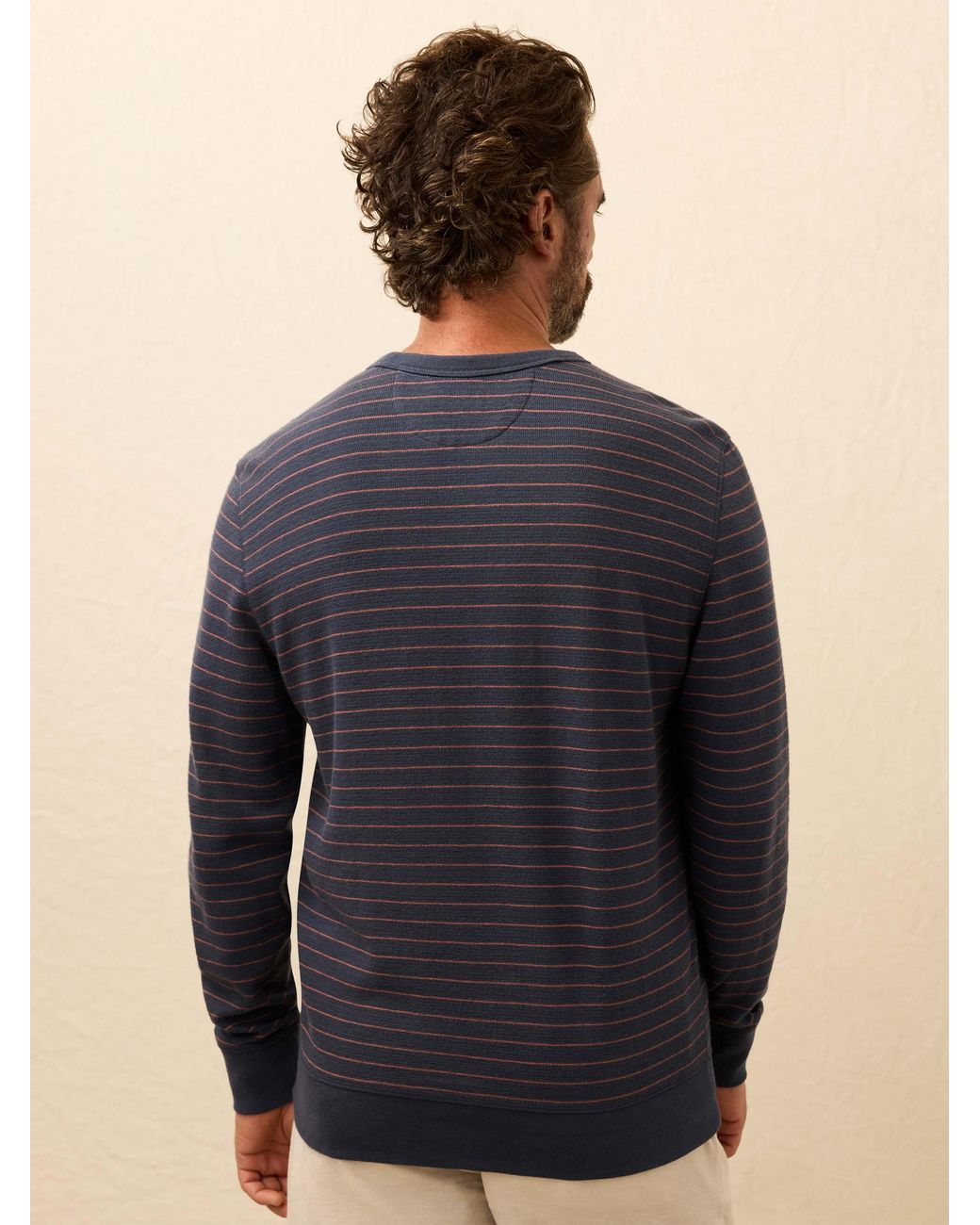 Faherty Brand Blue Double Knit Crewneck T-Shirt for men