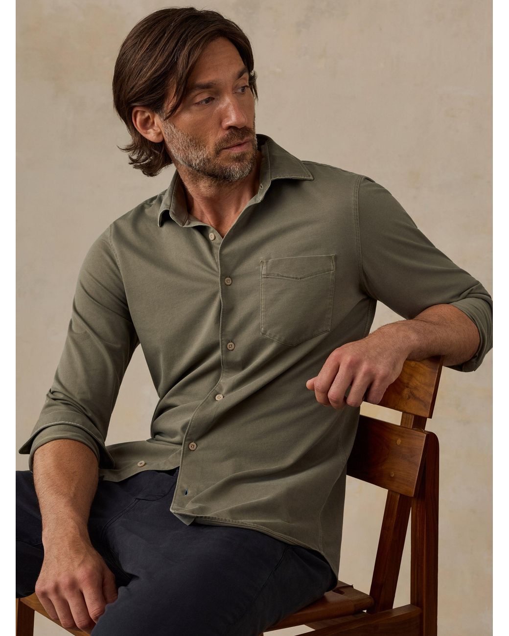 Faherty Brand Green Costa Pique Shirt for men