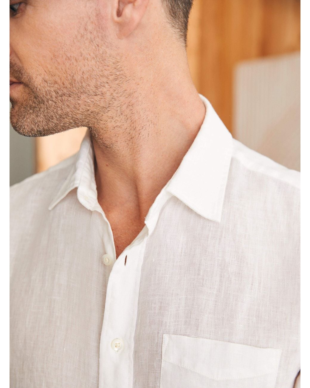 Faherty Brand White Laguna Linen Shirt for men