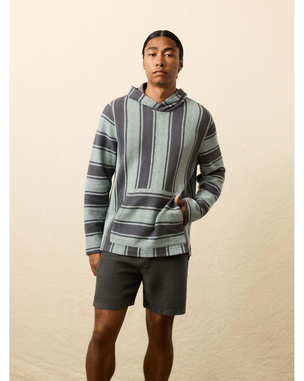 Faherty Brand Blue Whitewater Hoodie for men