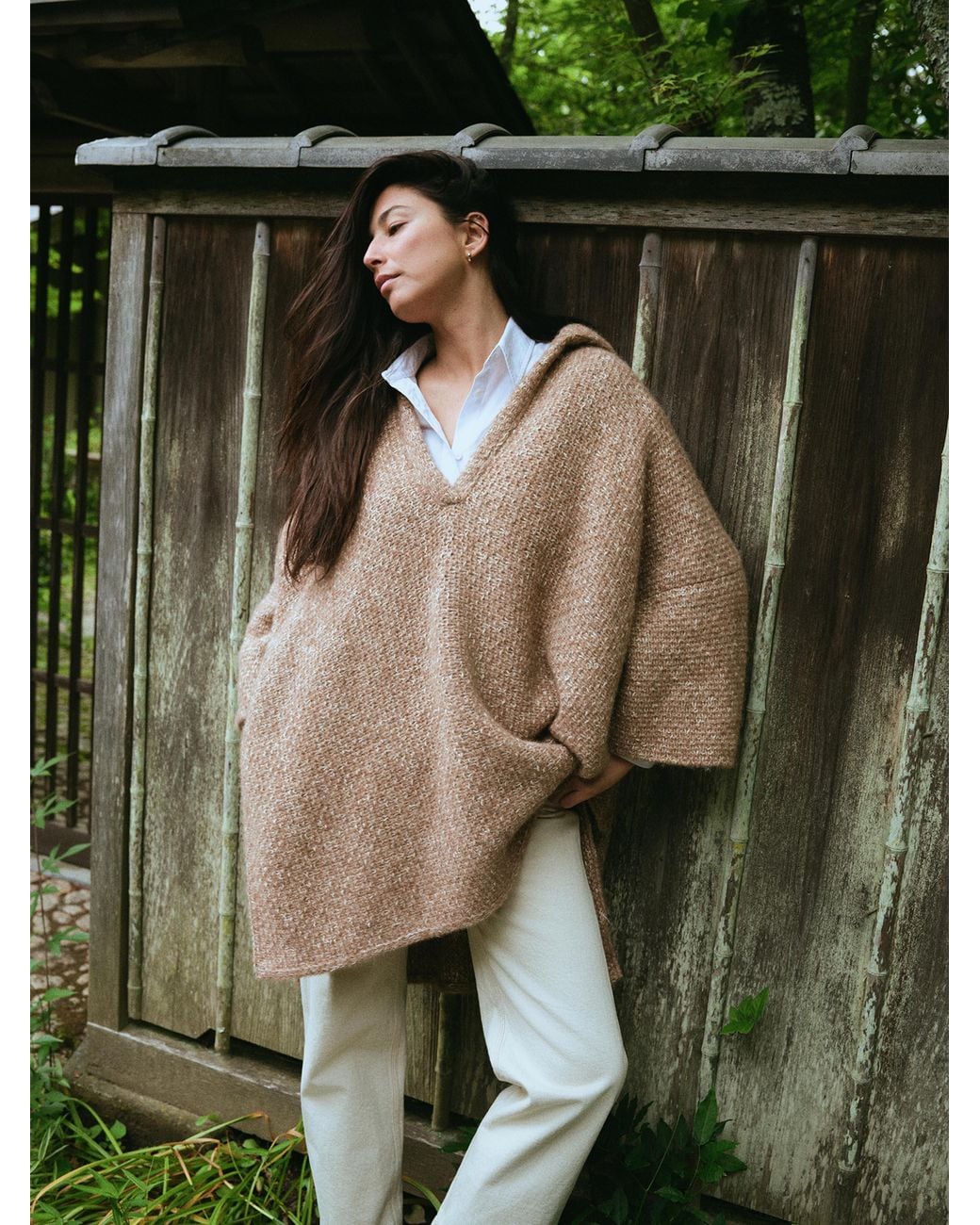 Faherty Brand Green Après Alpaca Sweater Poncho