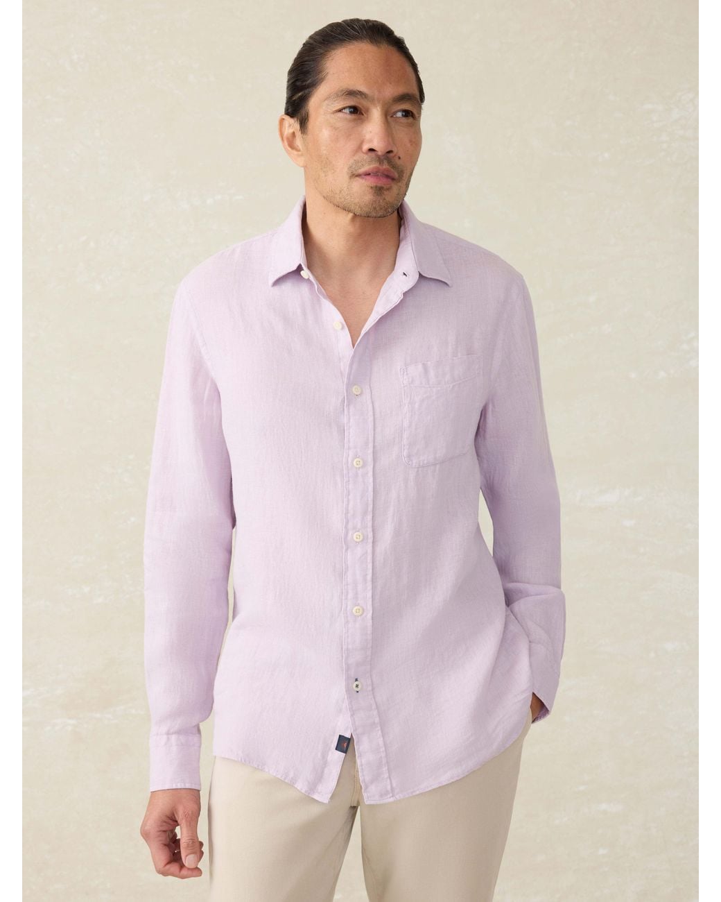 Faherty Brand Pink Laguna Linen Shirt for men