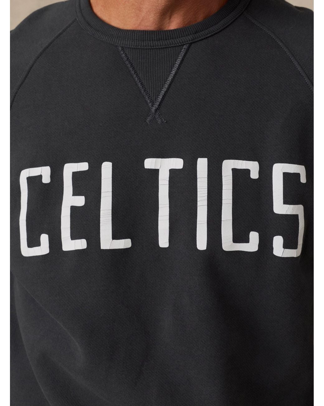 Faherty Brand Black Boston Celtics High Standard Fleece Crew for men