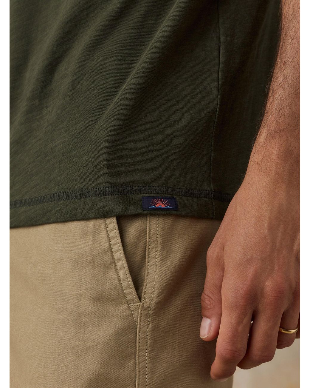 Faherty Brand Green Short-Sleeve Sunwashed Regenerative Henley T-Shirt for men