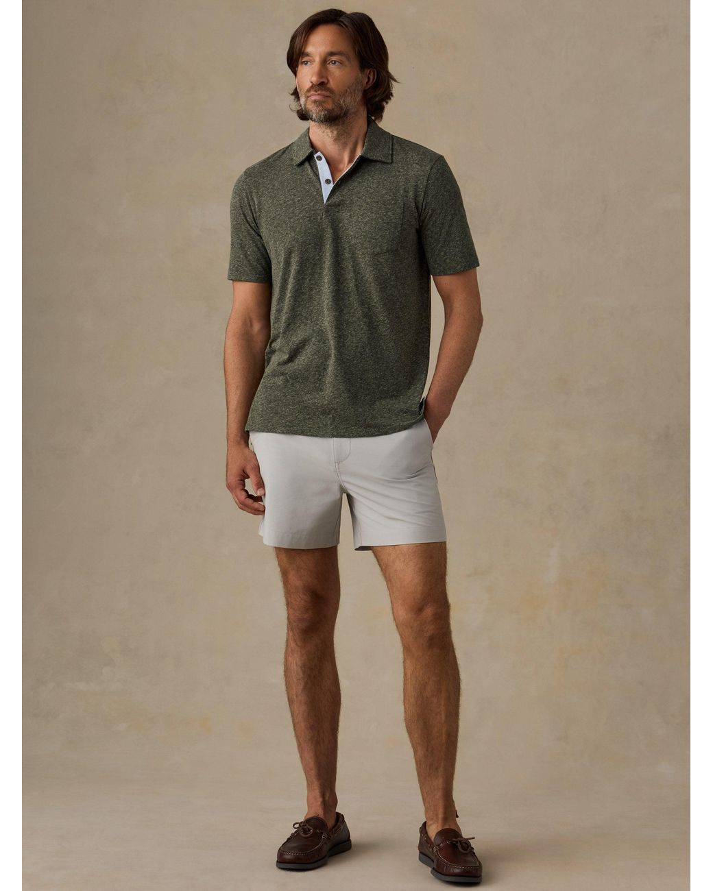 Faherty Brand Green Short-Sleeve Breeze Polo Shirt for men