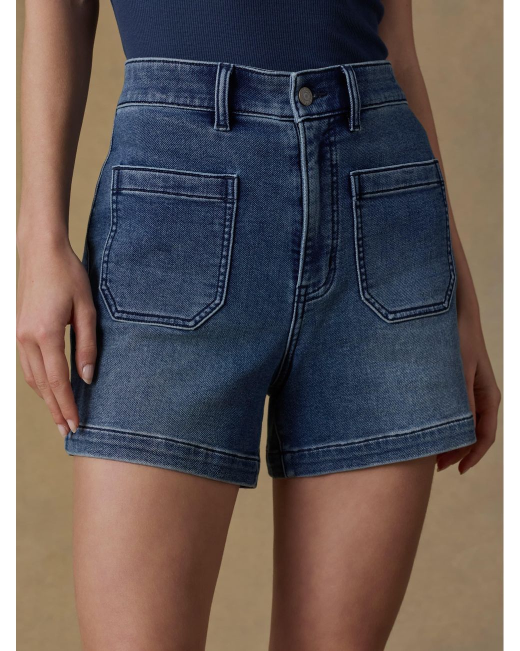 Faherty Brand Blue Stretch Terry Patch Pocket Short
