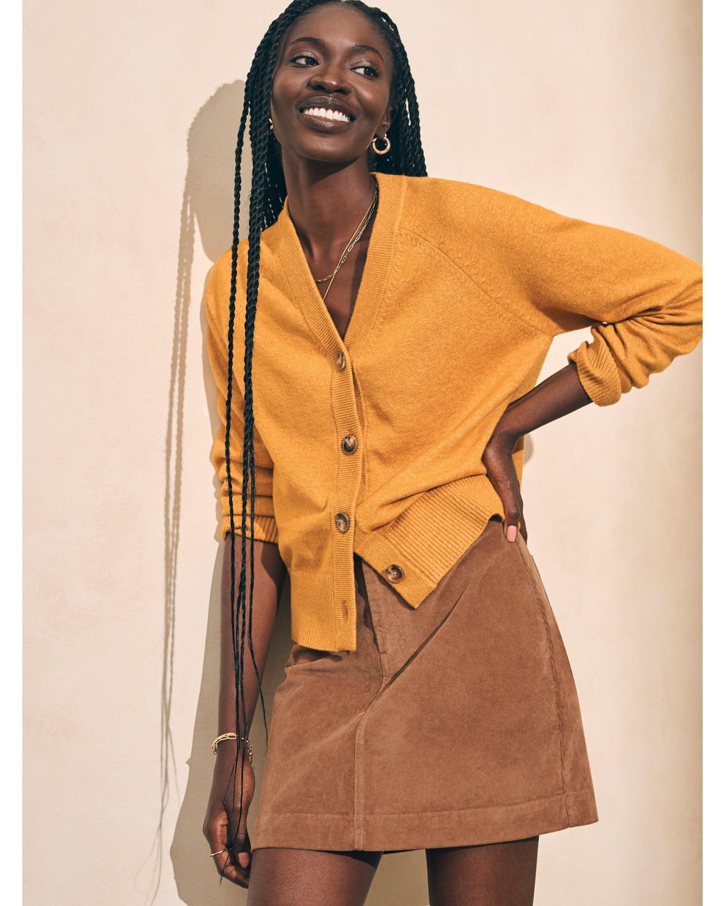 Cord yellow cheap skirt