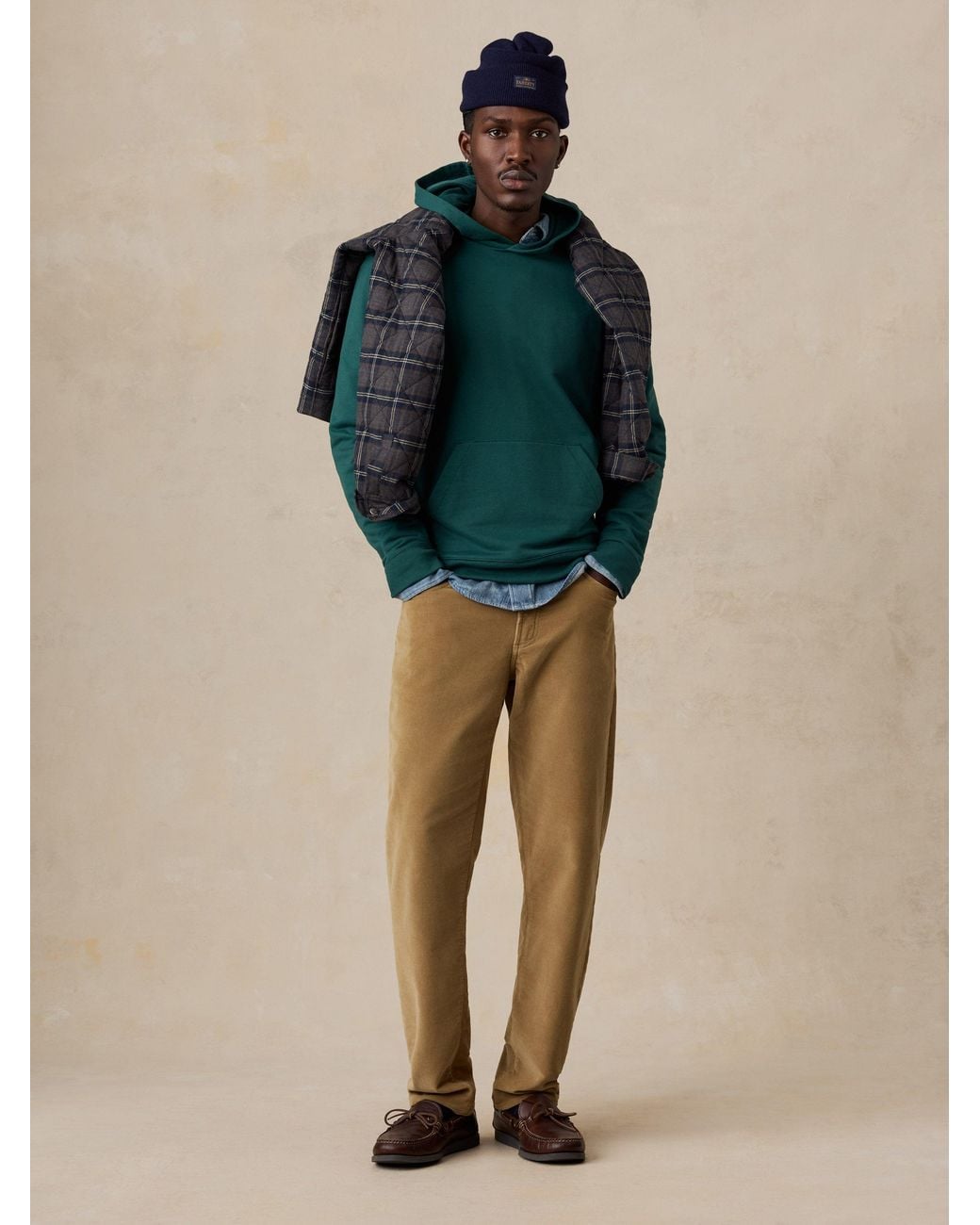 Faherty Brand Green French Terry Hoodie for men