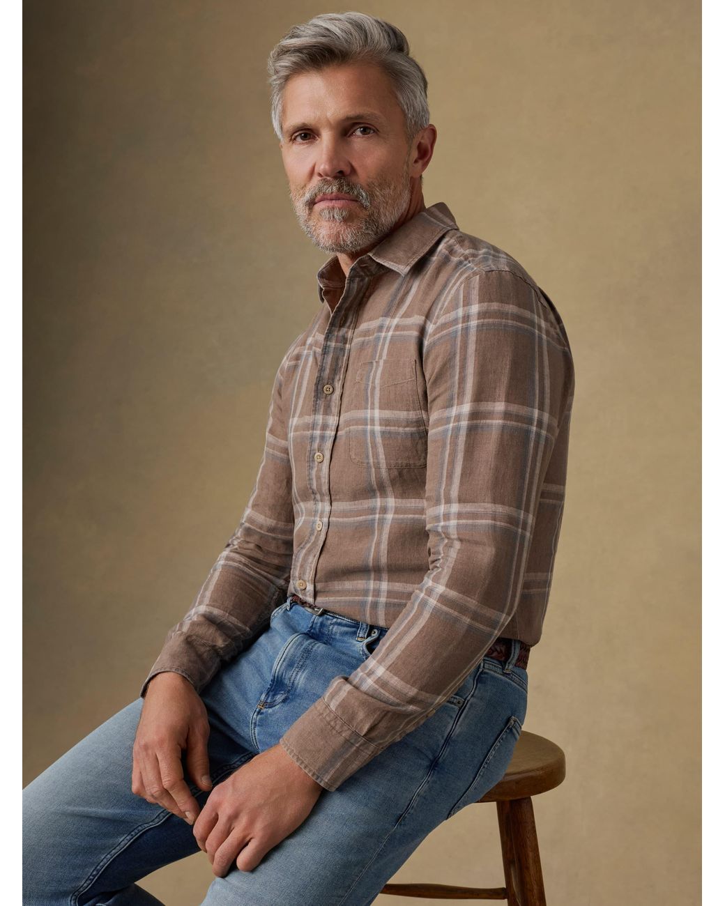 Faherty Brand Natural Laguna Linen Shirt for men
