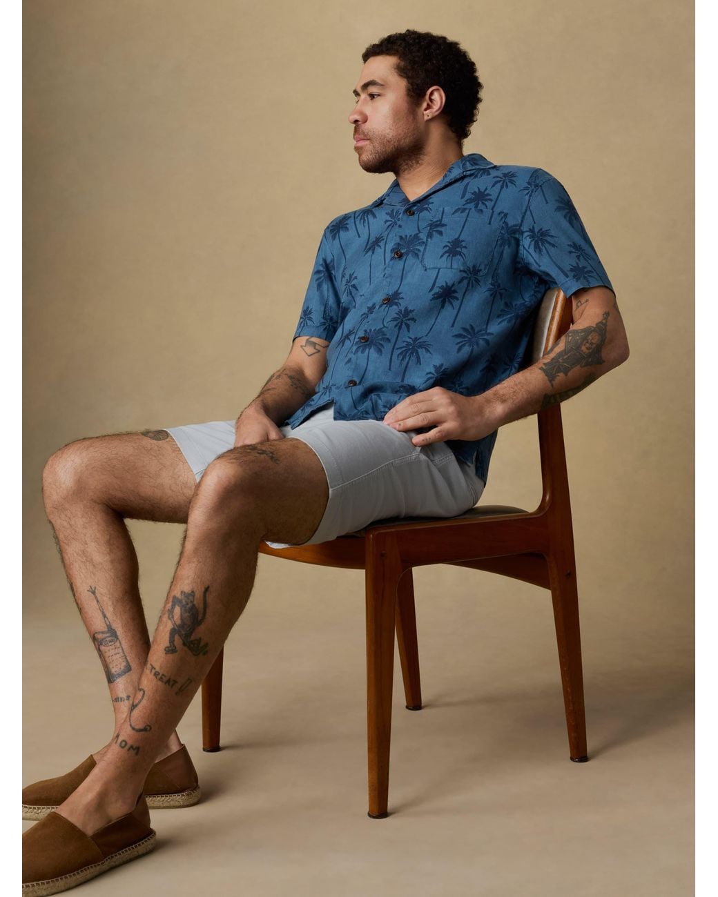 Faherty Brand Blue Short-Sleeve Breeze Camp Shirt for men