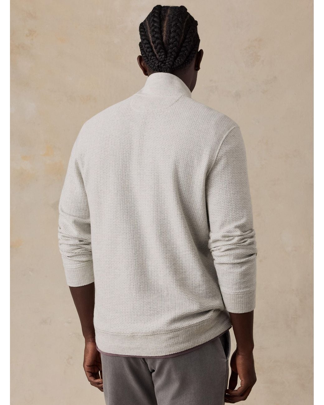 Faherty Brand Natural Textured Knit Quarter Zip for men