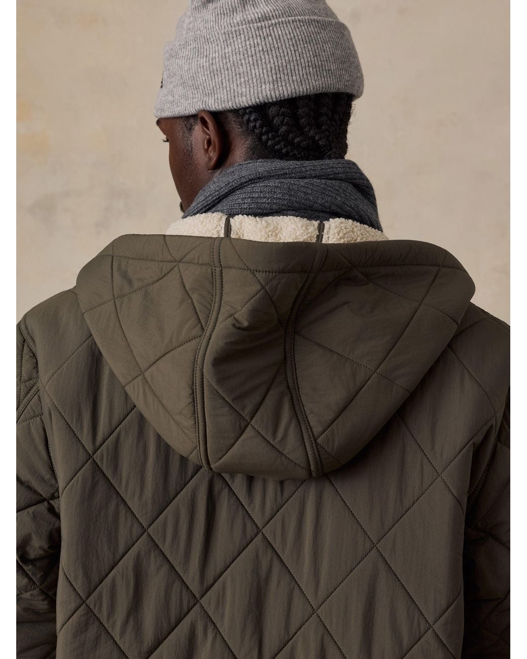 Faherty Brand Natural Quilted Hooded Jacket for men
